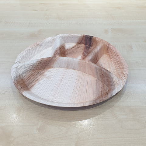 30cm/12 Round 4 Compartment Palm Leaf Plate (Pack of 25)"