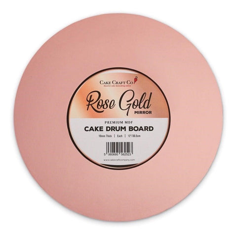 10" Rose Gold Mirror Round Premium Masonite (MDF) Cake Board Drum 10mm