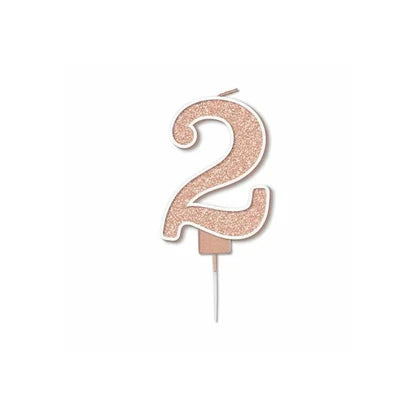 Rose Gold Sparkle Fizz Number Candle