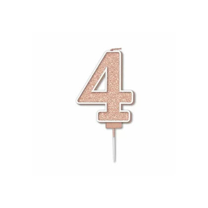 Rose Gold Sparkle Fizz Number Candle