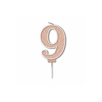 Rose Gold Sparkle Fizz Number Candle