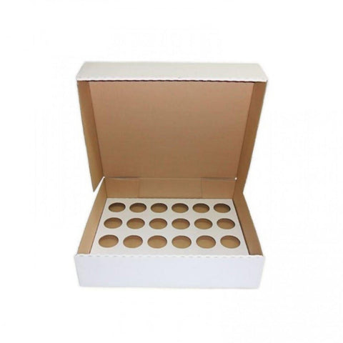 24 Cupcake White Corrugated Box (3" Deep) - Heavy Duty