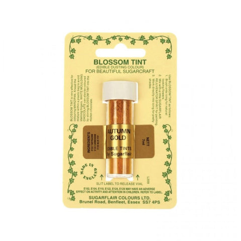 Sugarflair Blossom Tint Dusting Colour – Autumn Gold 7ml, Edible Food-Grade Cake Decorating Powder, Highly Pigmented for Fondant, Gum Paste, Sugarcraft, Vegan & Gluten-Free, Perfect for Cakes, Cupcakes, and Desserts.