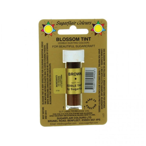 Sugarflair Blossom Tint Dusting Colour – Brown 7ml, Edible Food-Grade Cake Decorating Powder, Highly Pigmented for Fondant, Gum Paste, Sugarcraft, Vegan & Gluten-Free, Perfect for Cakes, Cupcakes, and Desserts.