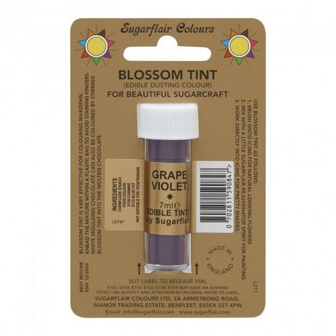 Sugarflair Blossom Tint Dusting Colour – Grape Violet 7ml, Edible Food-Grade Cake Decorating Powder, Highly Pigmented for Fondant, Gum Paste, Sugarcraft, Vegan & Gluten-Free, Perfect for Cakes, Cupcakes, and Desserts.