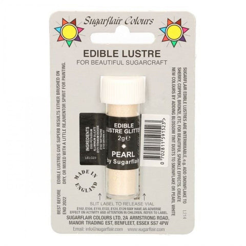 Sugarflair Edible Lustre Pearl  2g – Premium Food-Grade Metallic Shimmer Powder for Cake Decoration, Cupcakes, Fondant, Sugar Art, and Chocolates provides an elegant shimmer visual appeal