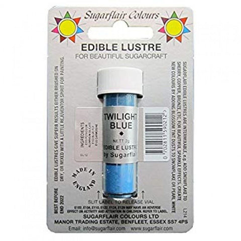 Sugarflair Edible Lustre Twilight Blue 2g – Premium Food-Grade Metallic Shimmer Powder for Cake Decoration, Cupcakes, Fondant, Sugar Art, and Chocolates provides an elegant shimmer visual appeal