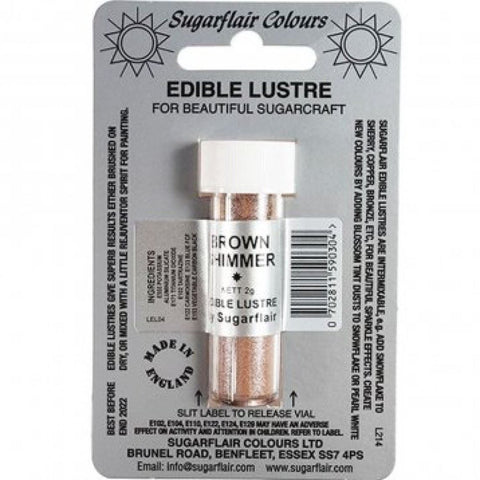 Sugarflair Edible LustreBrown Shimmer 2g – Premium Food-Grade Metallic Shimmer Powder for Cake Decoration, Cupcakes, Fondant, Sugar Art, and Chocolates provides an elegant shimmer visual appeal