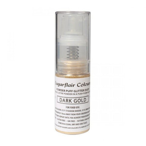 Sugarflair Edible Pump Spray Powder Puff Glitter Dust Dark Gold 10g