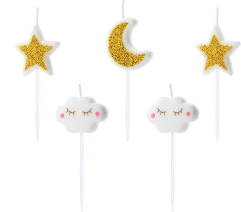 Little Star and Cloud Birthday Pick Candles (Pack of 5)