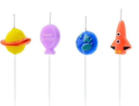 Outter Space Birthday Pick Candles (Pack of 4)