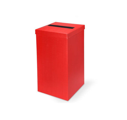 RED SILK SQUARE POST BOX WITH LID