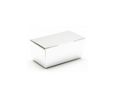 375g Flat Fold Ballotin Box - Shiny Silver (118x74x54mm)