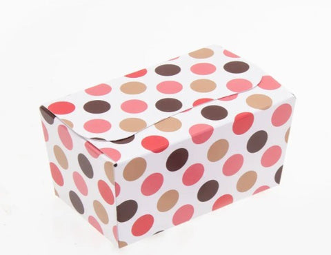 Pink and Brown Polka Dotted Flat Fold Ballotin Box 5 Pack