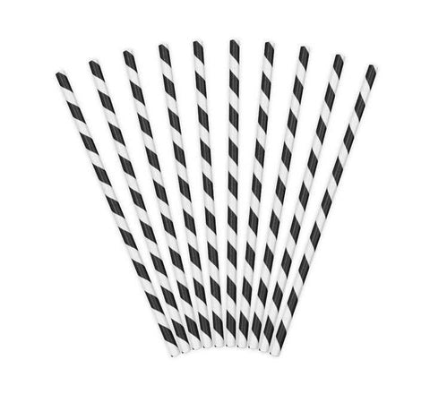Black and White Stripes Paper Straws - 1x10