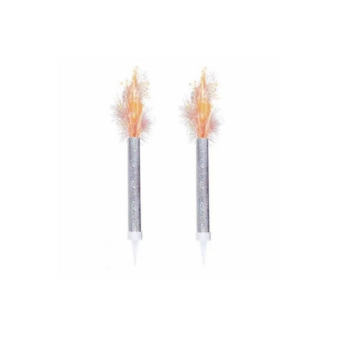 Silver Prismatic Fountain Candles - Pack of 2