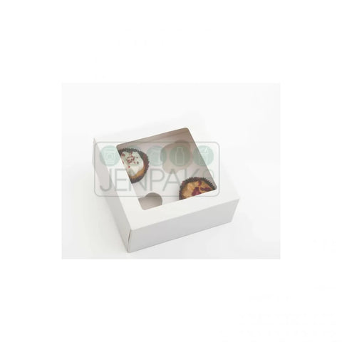 4 White Window Cupcake Box with Insert