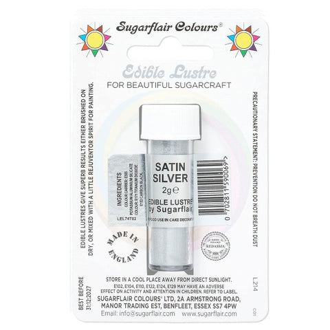 Sugarflair Edible Lustre - Satin Silver 2g