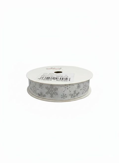 Silver Winter Snowflakes Ribbon (5m Roll)