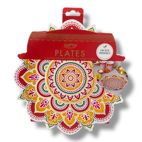 Diwali Patterned Paper Plates (Pack of 8)