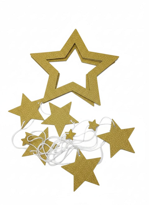 Gold Glitter Cutout Stars Bunting - 2 meters