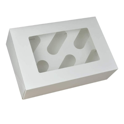 6 White Window Cupcake Box and Insert