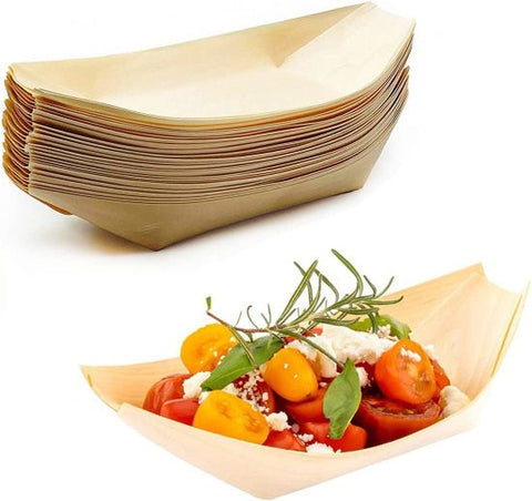 190mm (Wooden) Food Boats Qty:50