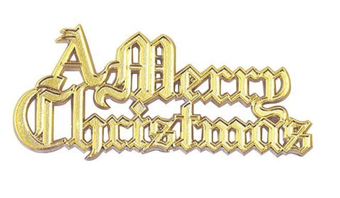Plastic Merry Christmas Gold Coloured Motto 76mm