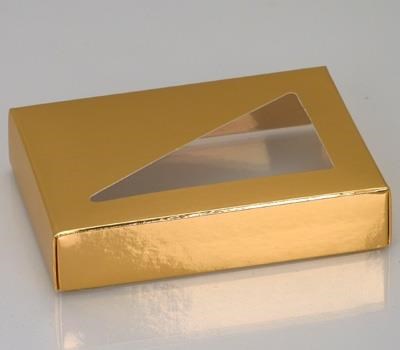 6 Chocolate Shiny Gold Folding Lid with Triangular Window