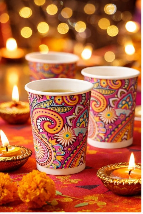 8oz Bollywood Paper Cups, 25 Pack