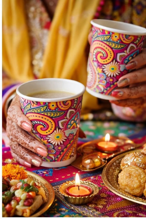 8oz Bollywood Paper Cups, 25 Pack