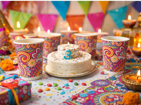 8oz Bollywood Paper Cups, 25 Pack