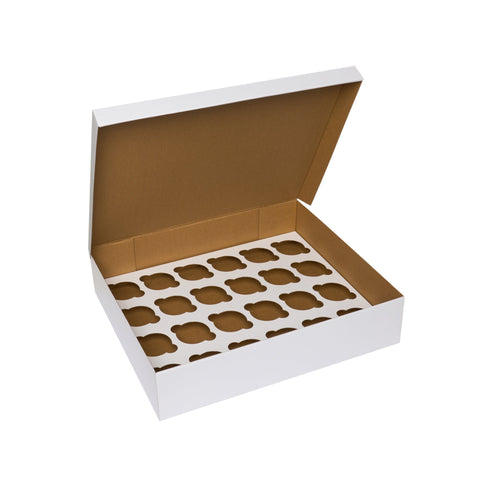 24 Cupcake White Corrugated Box (4" Deep) - Heavy Duty