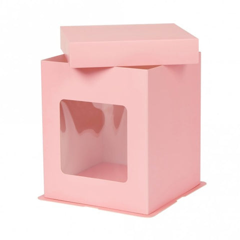 PBP 10"x10"x12" Tall Window Cake Box - Candy Pink
