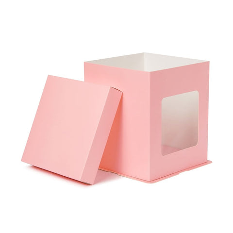 PBP 10"x10"x12" Tall Window Cake Box - Candy Pink