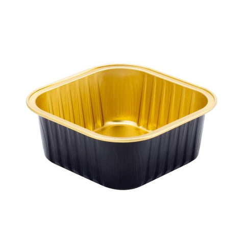 300ml Black N Gold 90x90x40mm Baking Foil Tubs 1x100