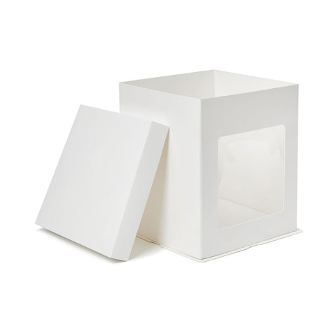PBP 8"x8"x10" Tall Window Cake Box - Matt White
