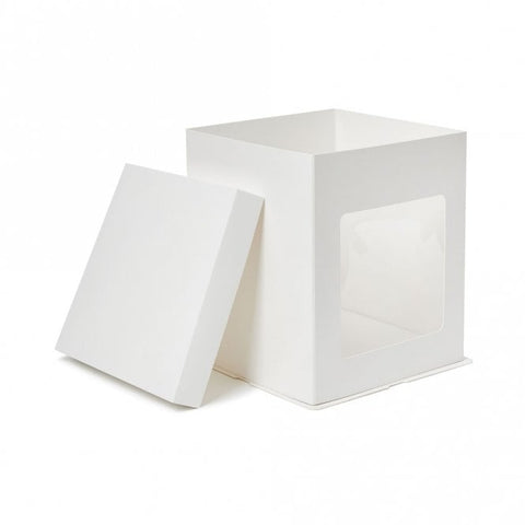 PBP 10"x10"x12" Tall Window Cake Box - Matt White