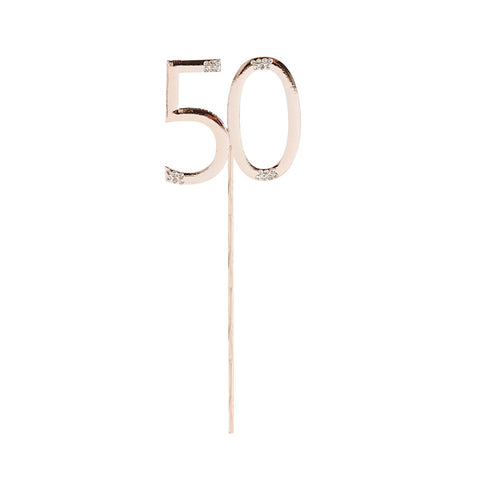 Diamante 50th Rose Gold Cake Topper