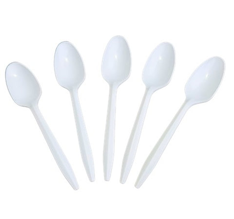 White Reusable Dinner Spoons 1x100