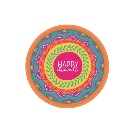 18cm Diwali Round Plates (Pack of 8)