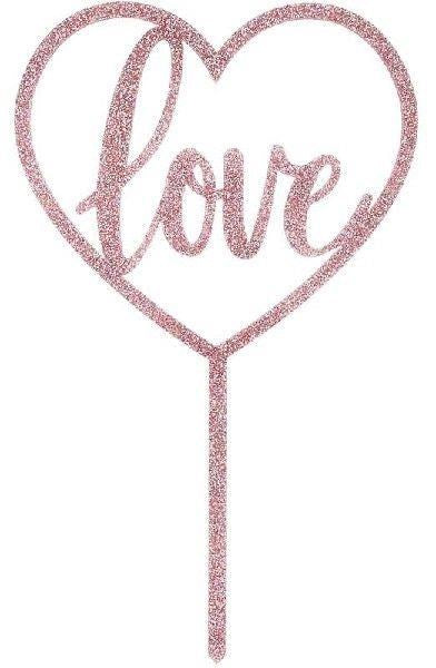 Rose Gold Glitter ''Love'' Cake Topper