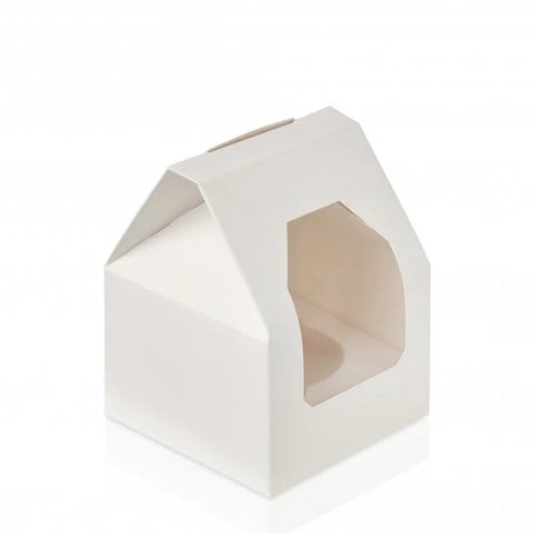 Single Gable (High) White Window Cupcake Box and Insert