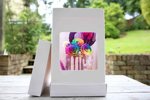 Olbaa 12"x14" Tall Window Cake Box – White