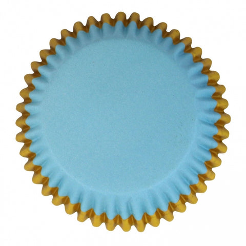 Cupcake cases Foil Lined - Blue with Gold Foil Trim (30pk)