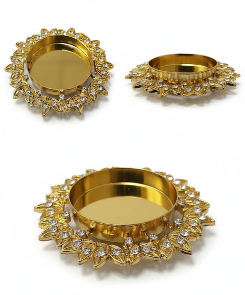 Gold Metal Flower Tealight Holder, 2 Pack