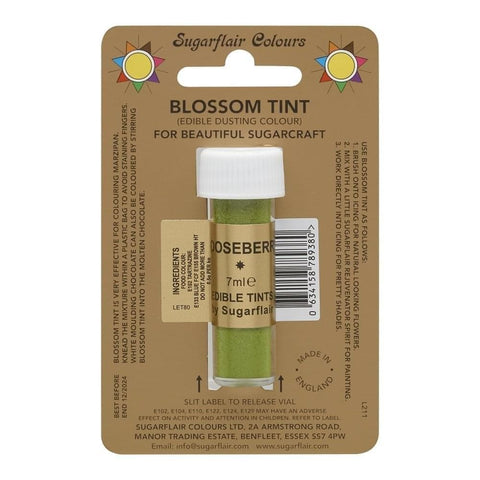 Sugarflair Blossom Tint Dusting Colour – Gooseberry  7ml, Edible Food-Grade Cake Decorating Powder, Highly Pigmented for Fondant, Gum Paste, Sugarcraft, Vegan & Gluten-Free, Perfect for Cakes, Cupcakes, and Desserts.