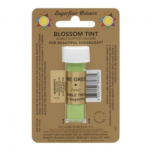 Sugarflair Blossom Tint Dusting Colour – Lime 7ml, Edible Food-Grade Cake Decorating Powder, Highly Pigmented for Fondant, Gum Paste, Sugarcraft, Vegan & Gluten-Free, Perfect for Cakes, Cupcakes, and Desserts.