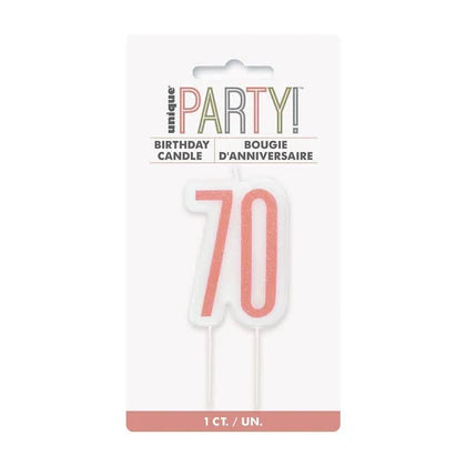 Glitz Rose Gold Numeral Candle