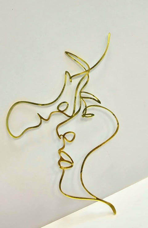 Gold Abstract Couple Portrait Style A -  Cake Topper